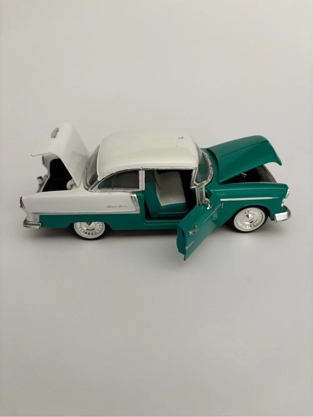 Arko 1955 Chevrolet Bel Air Plastic Model Car 6 Inch Green White